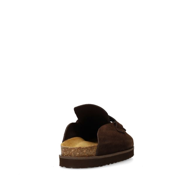 Dunkelbraune Veloursleder-Slipper