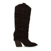 Santiags en daim avec rabat - marron foncé