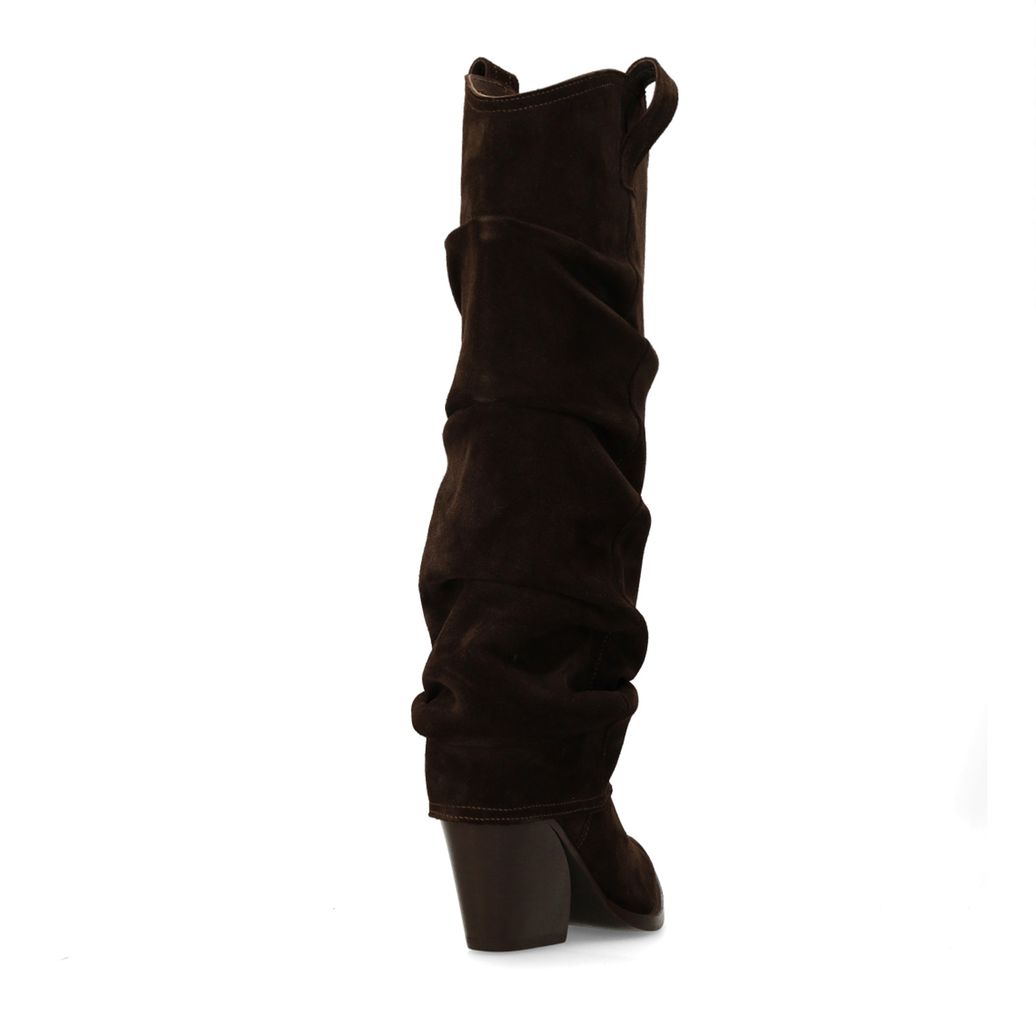 Santiags en daim avec rabat - marron foncé