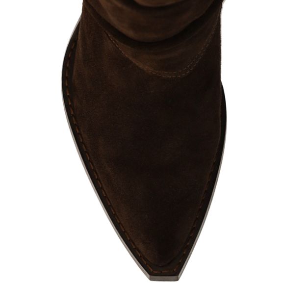 Santiags en daim avec rabat - marron foncé