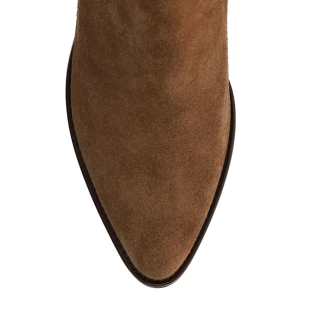 Braune Cowboystiefeletten aus Veloursleder
