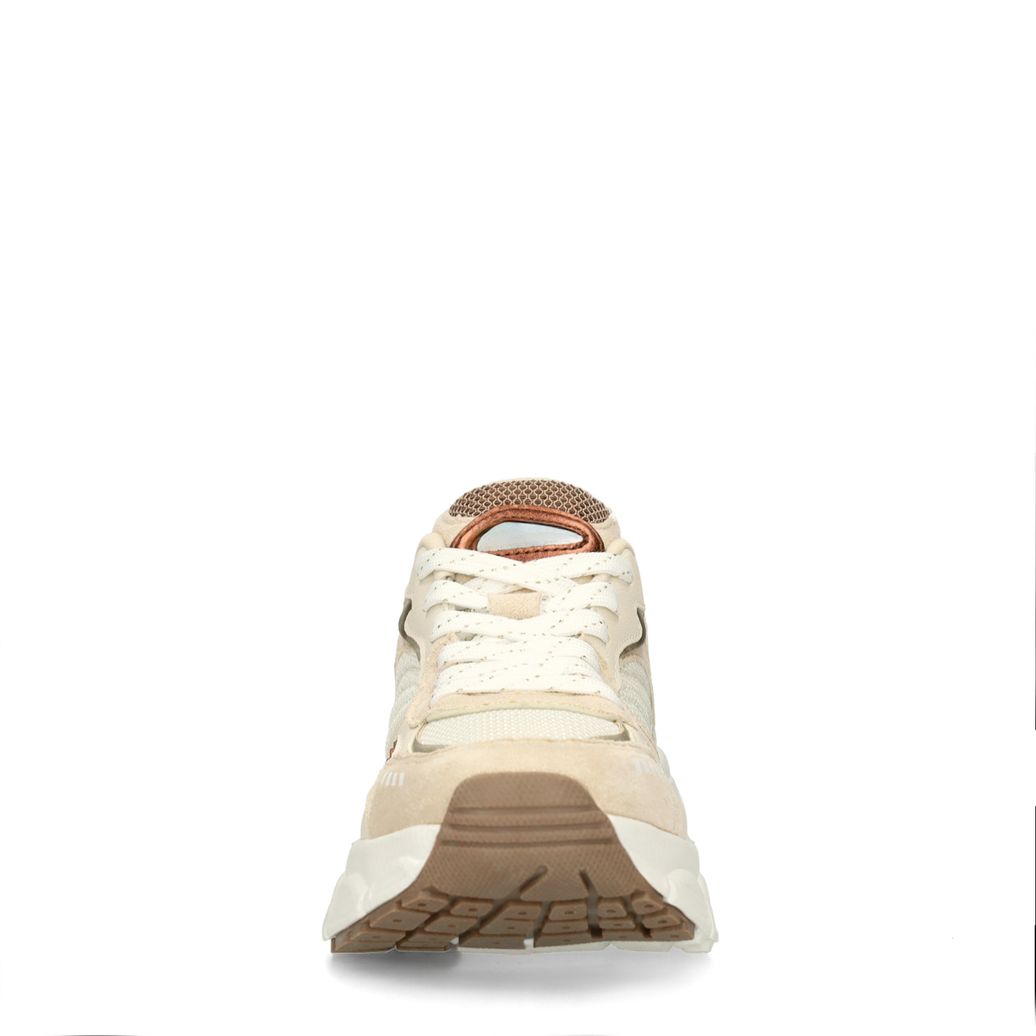 Witte sneakers met beige details