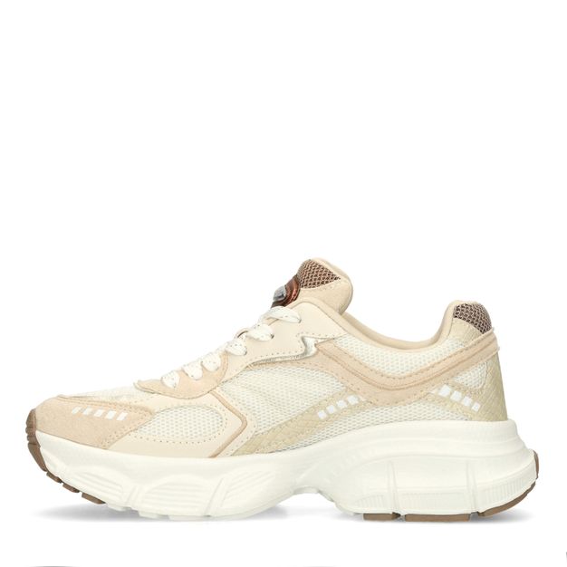Witte sneakers met beige details