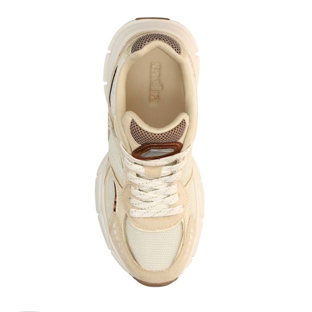 Witte sneakers met beige details