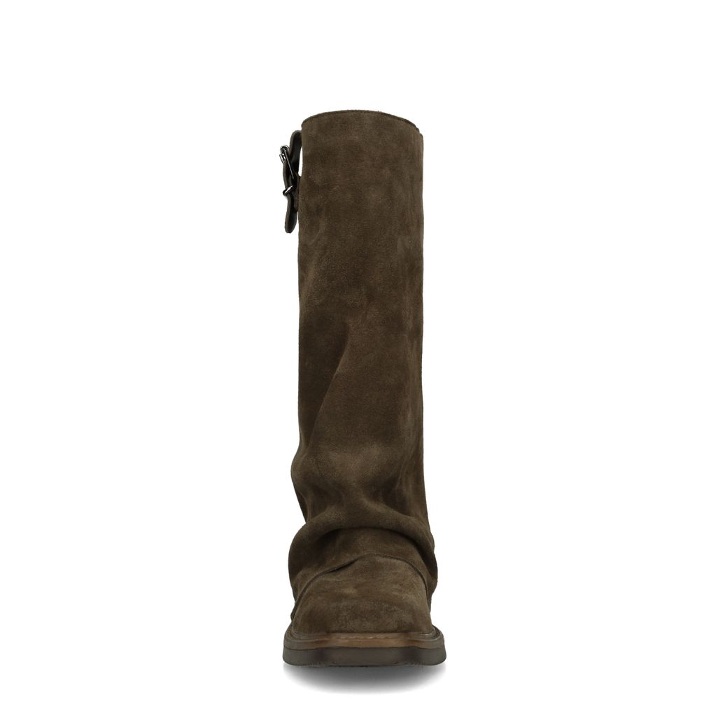 Bruine suède biker boots met flap