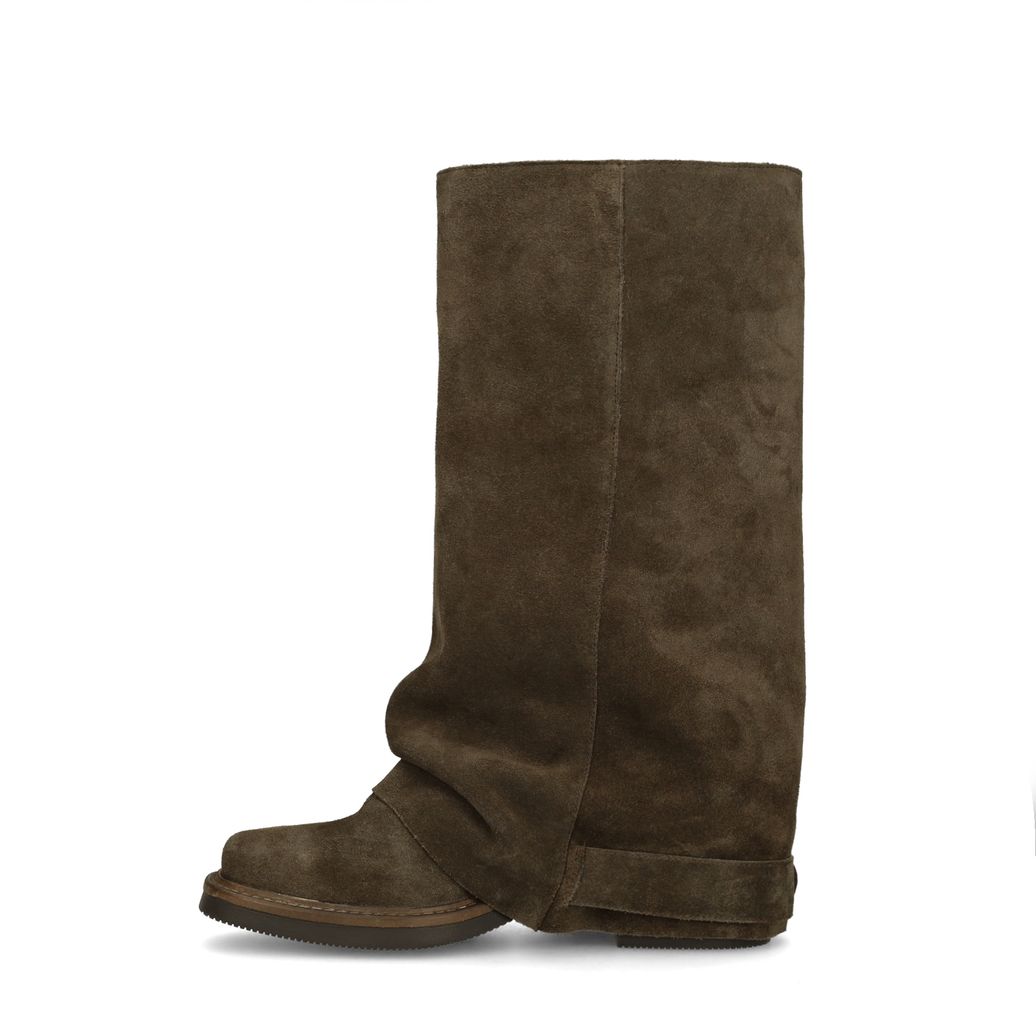 Bruine suède biker boots met flap