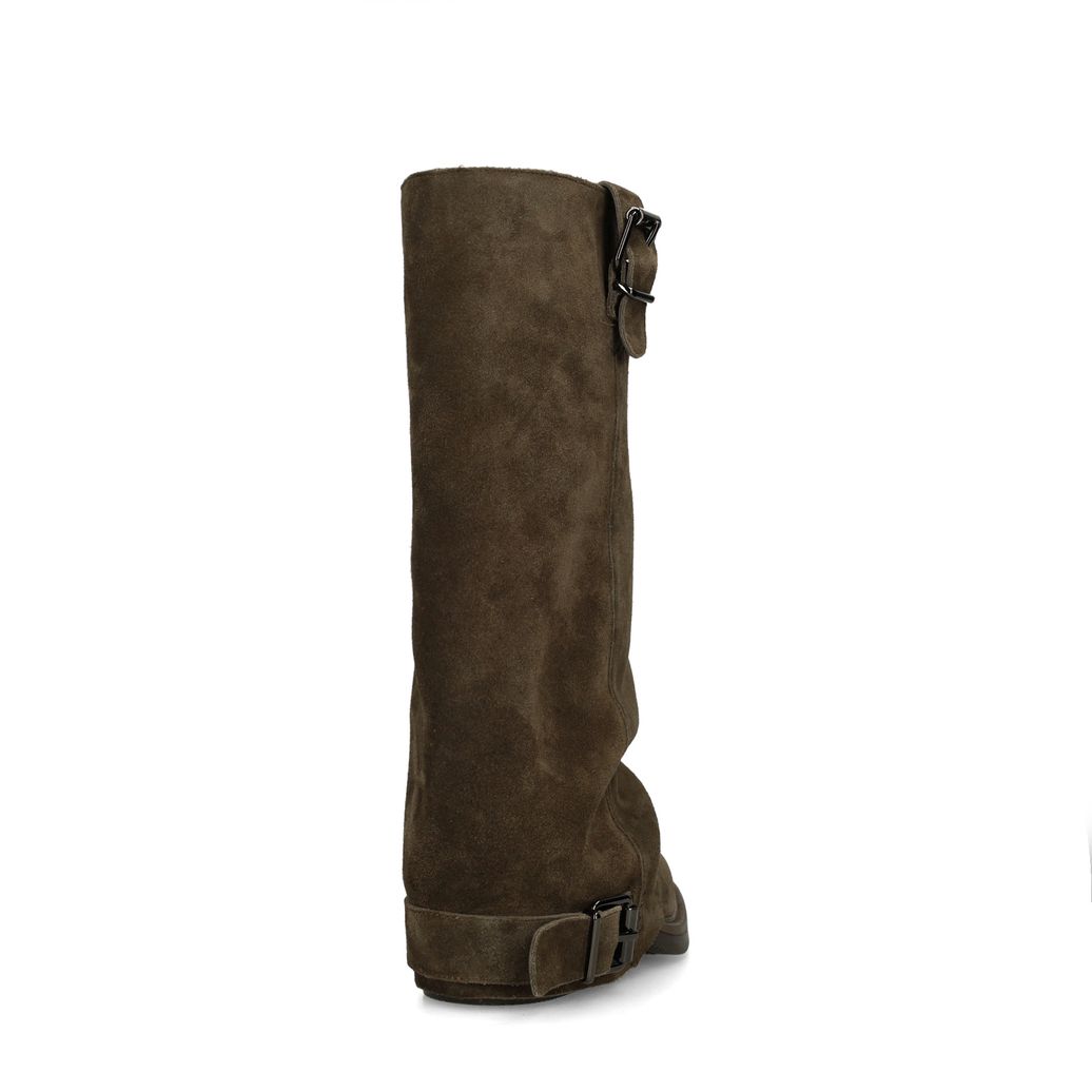 Bruine suède biker boots met flap