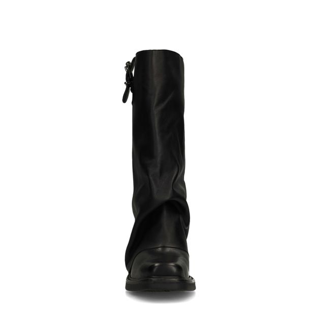 Zwarte leren biker boots met flap