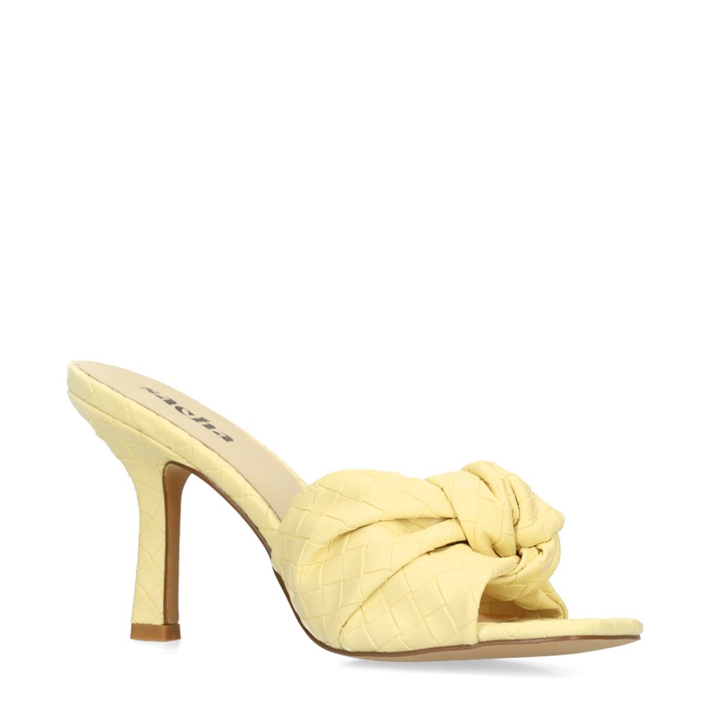 Mules à talon avec nœud - jaune