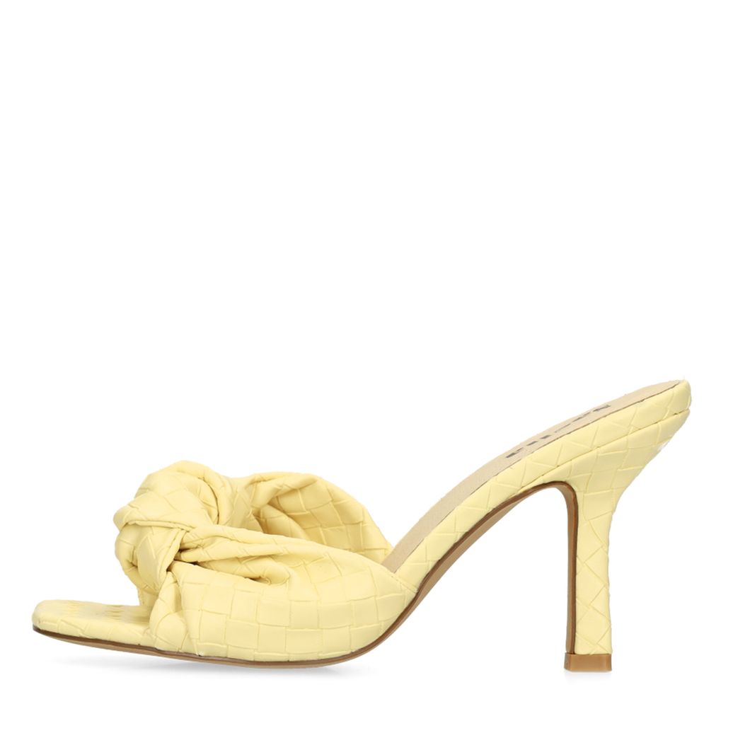 Mules à talon avec nœud - jaune