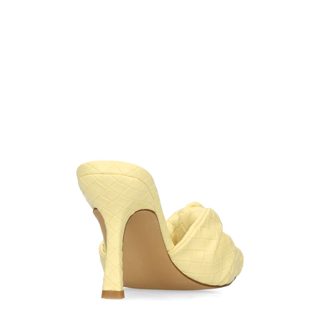 Mules à talon avec nœud - jaune