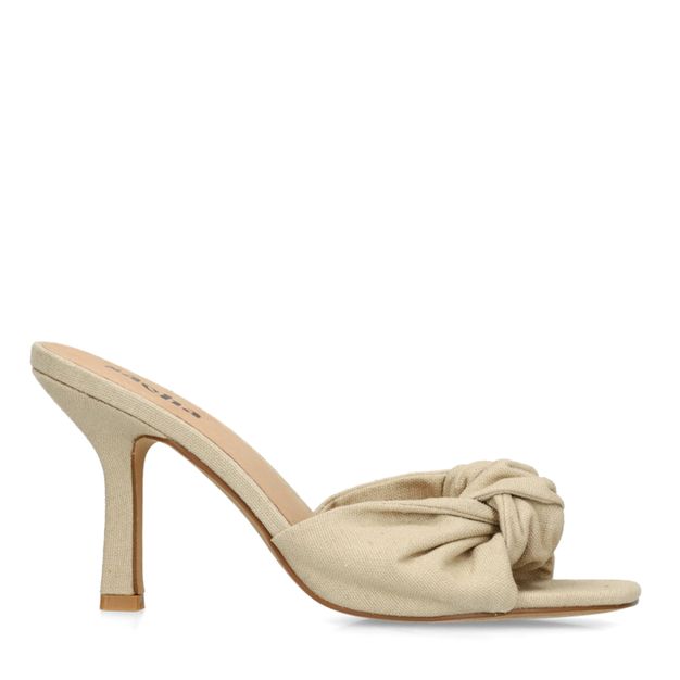 Beige Mules mit Absatz und Knoten-Detail