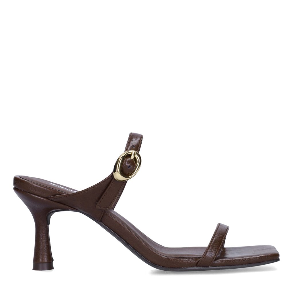 Bruine leren sandalen met hak