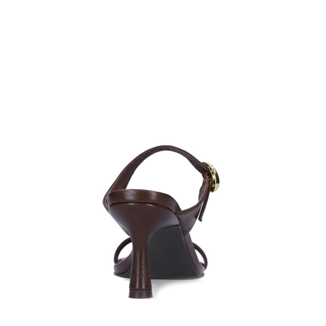 Bruine leren sandalen met hak