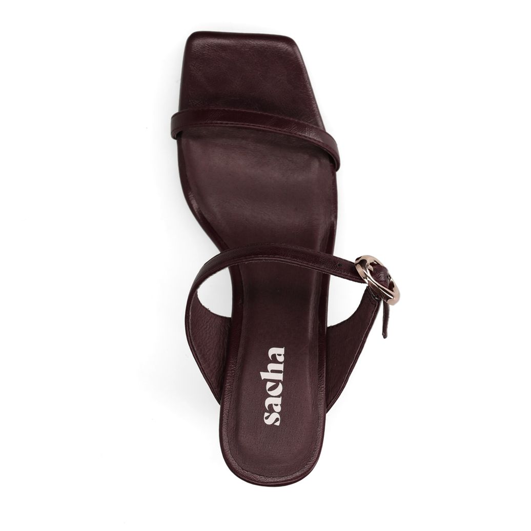 Bruine leren sandalen met hak