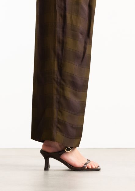 Bruine leren sandalen met hak