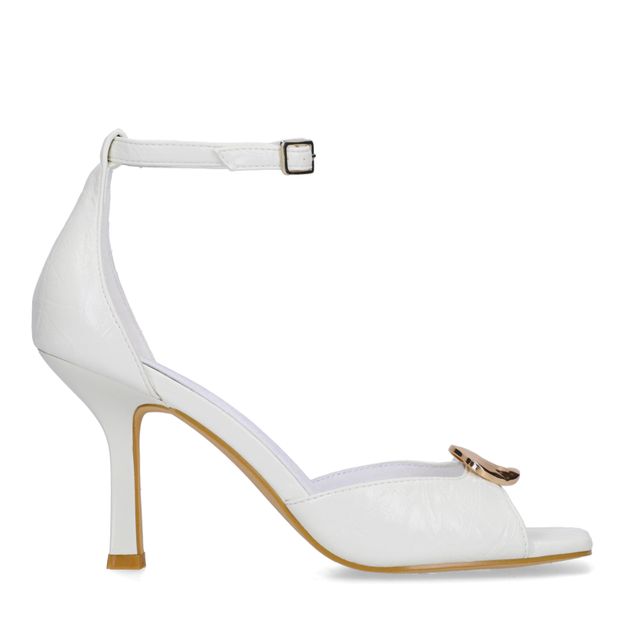 Sandales à talon en cuir - blanc