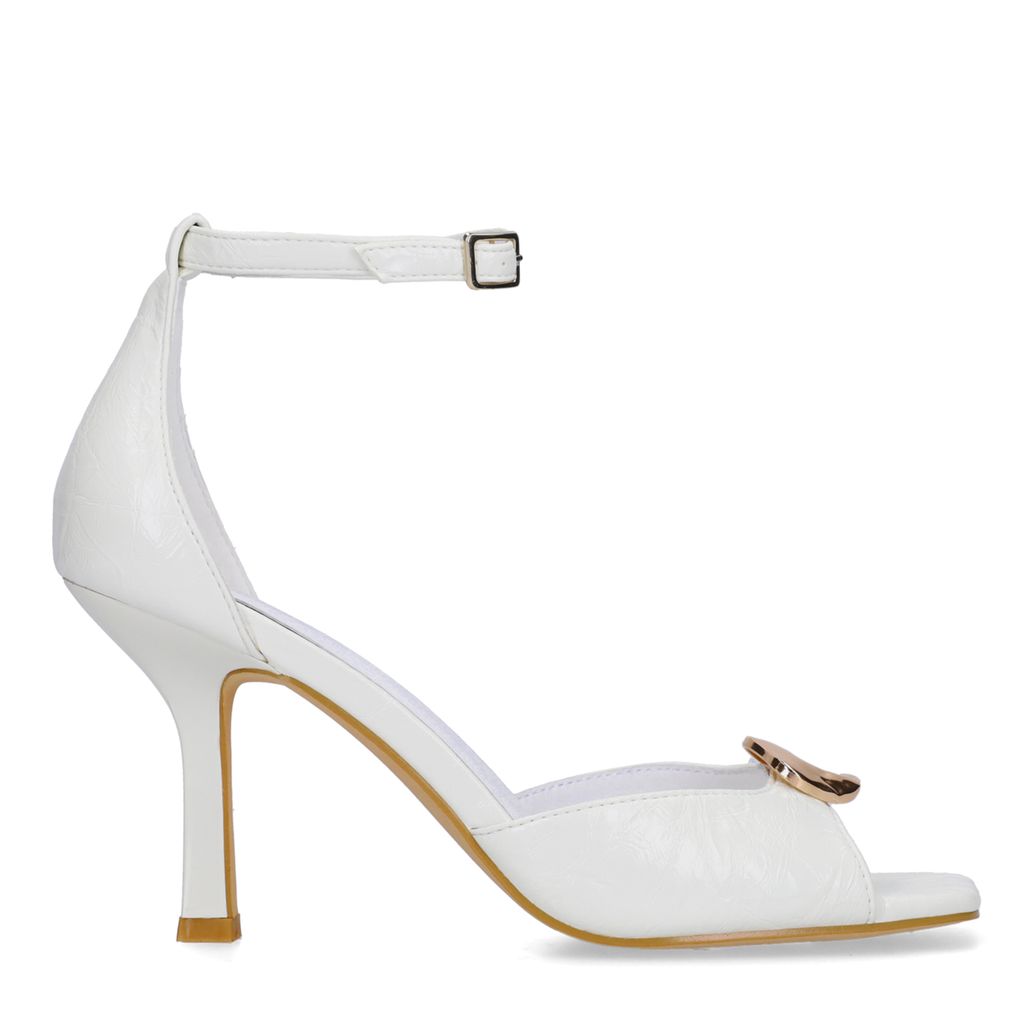 Witte leren sandalen met hak