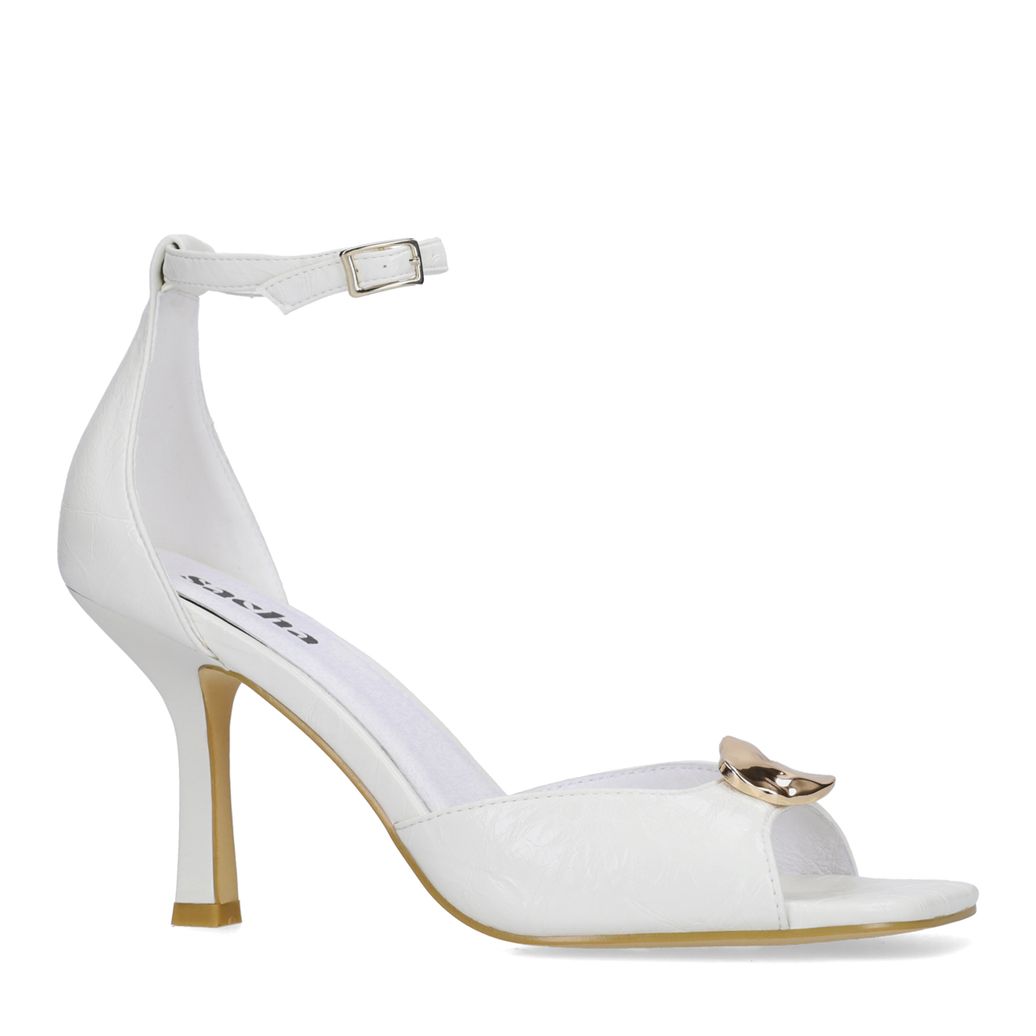 Witte leren sandalen met hak