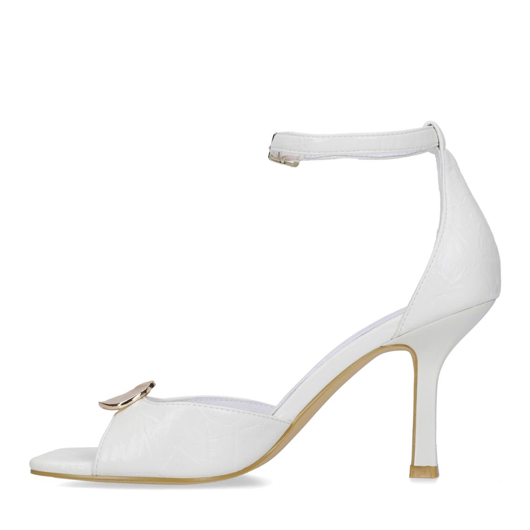 Witte leren sandalen met hak