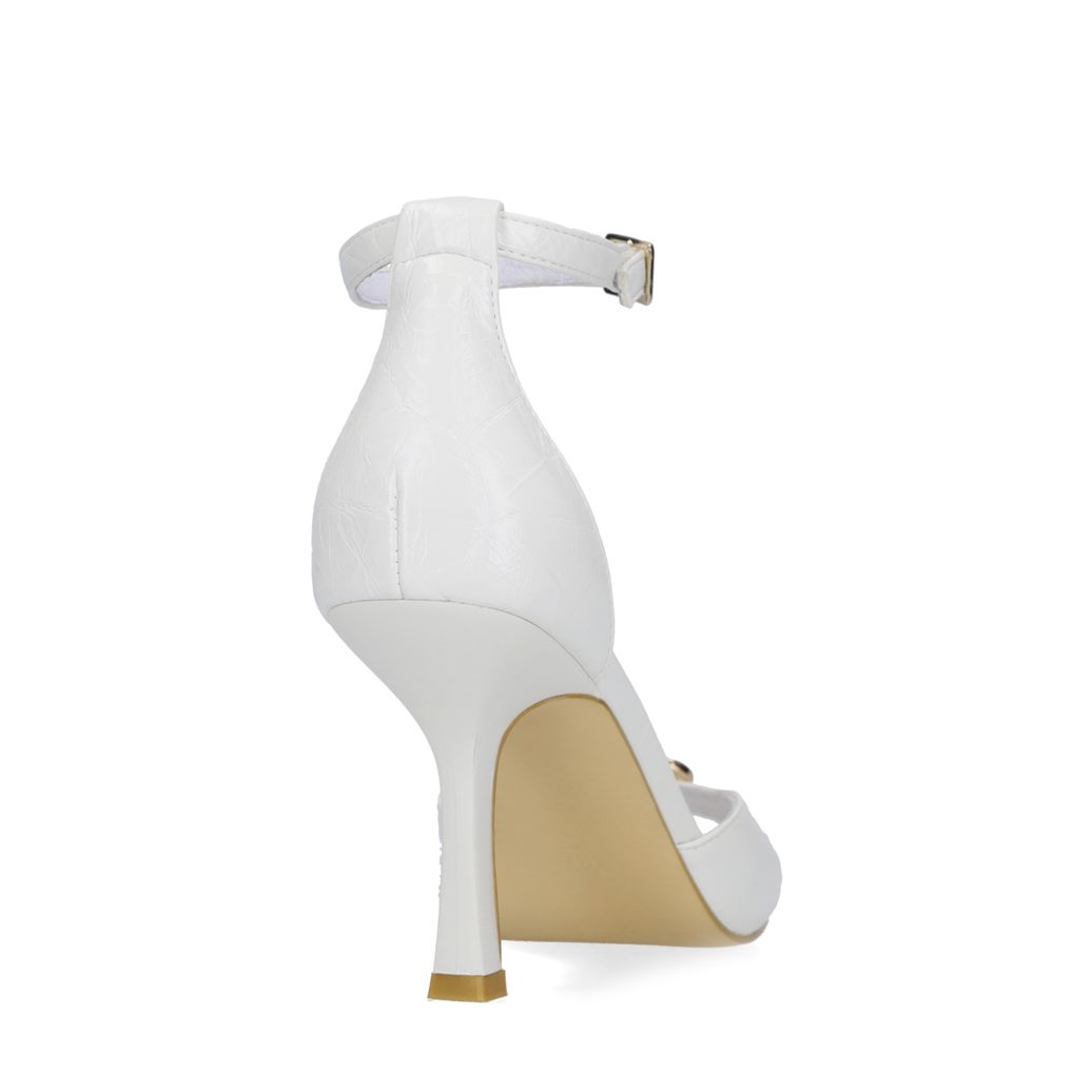 Witte leren sandalen met hak