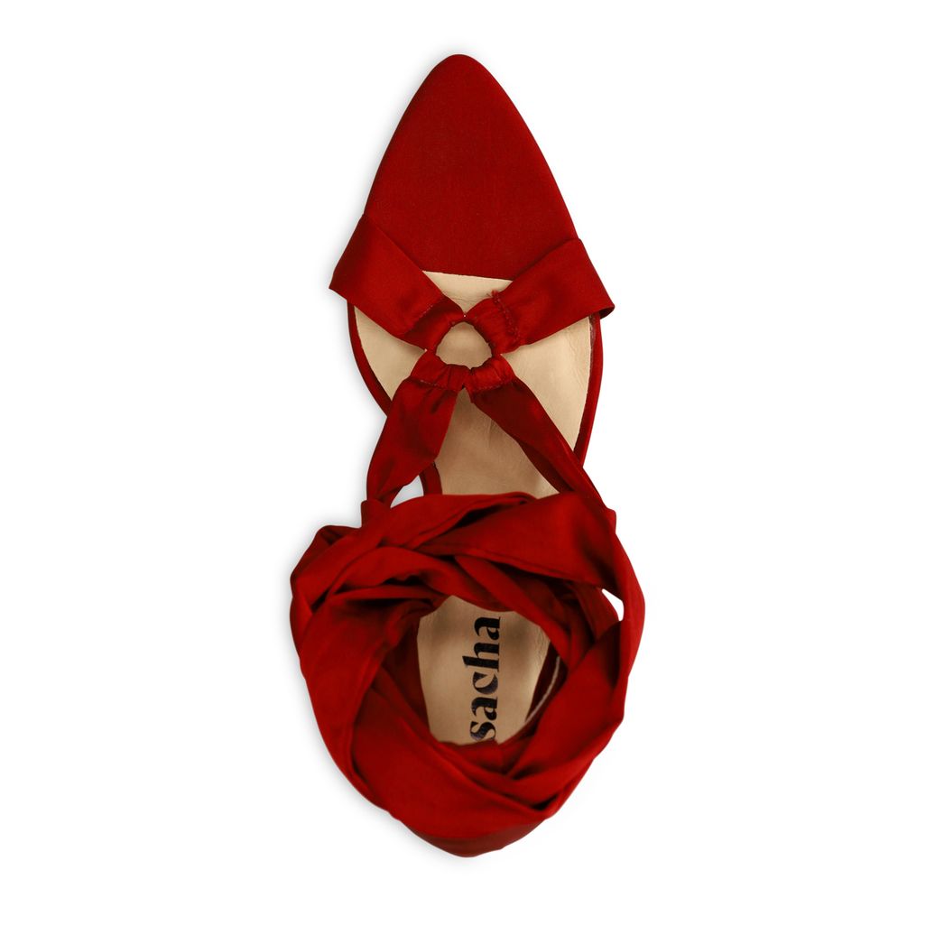 Rode sandalen met hak