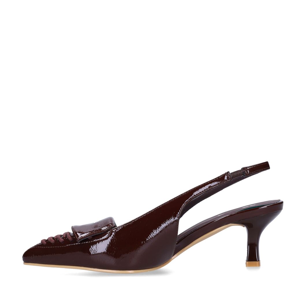 Bruine lak slingbacks