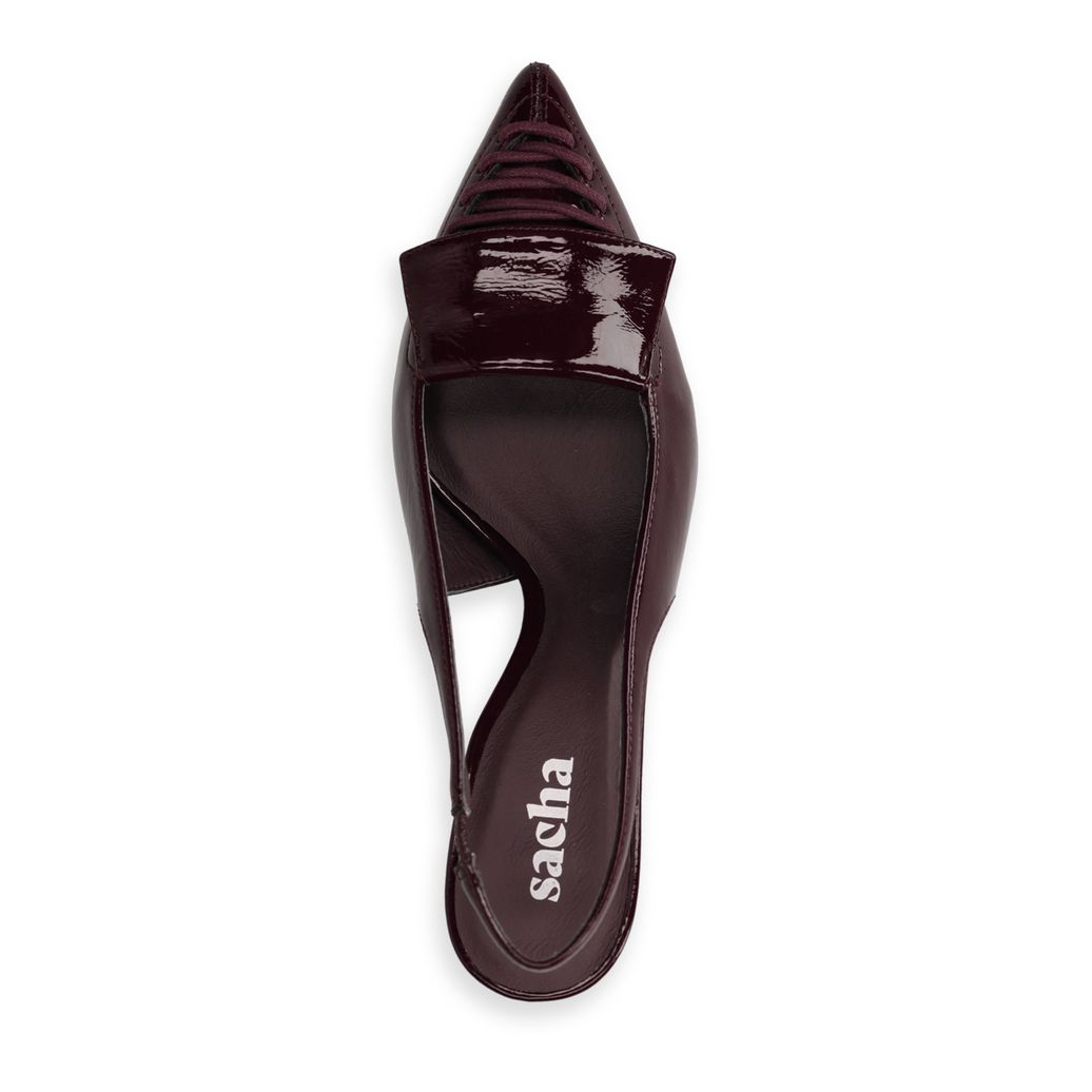 Bruine lak slingbacks