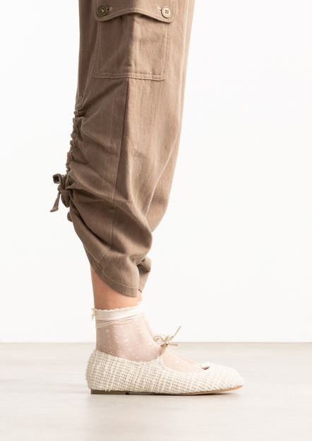 Witte gevlochten ballerina's