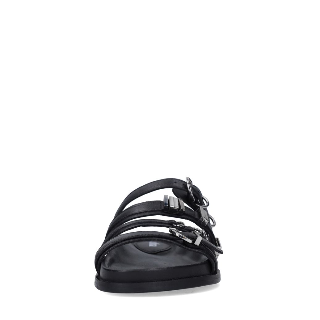 Claquettes en cuir avec boucles - noir