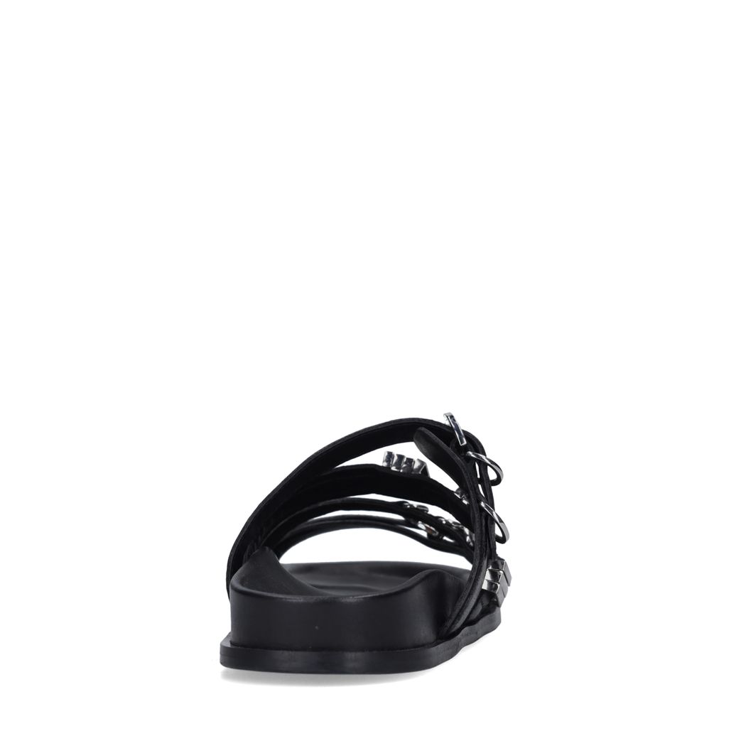 Claquettes en cuir avec boucles - noir