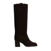 Bottes hautes à talon en daim - marron foncé