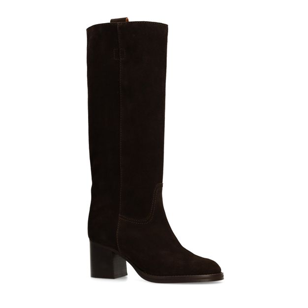 Bottes hautes à talon en daim - marron foncé