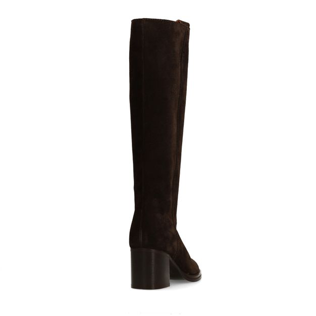 Bottes hautes à talon en daim - marron foncé