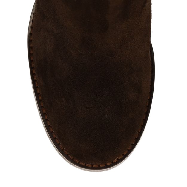 Bottes hautes à talon en daim - marron foncé