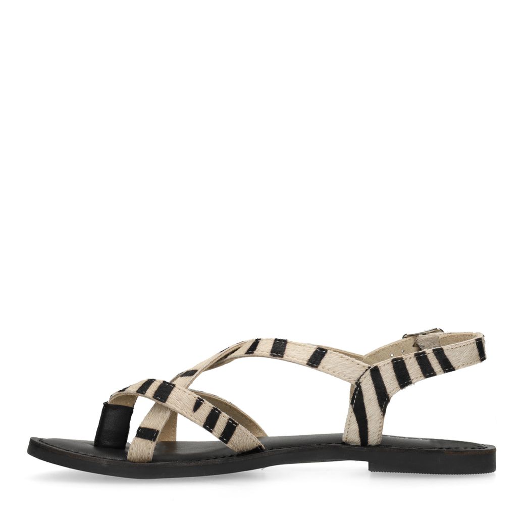 Sandales en cuir avec imprimé zèbre - noir