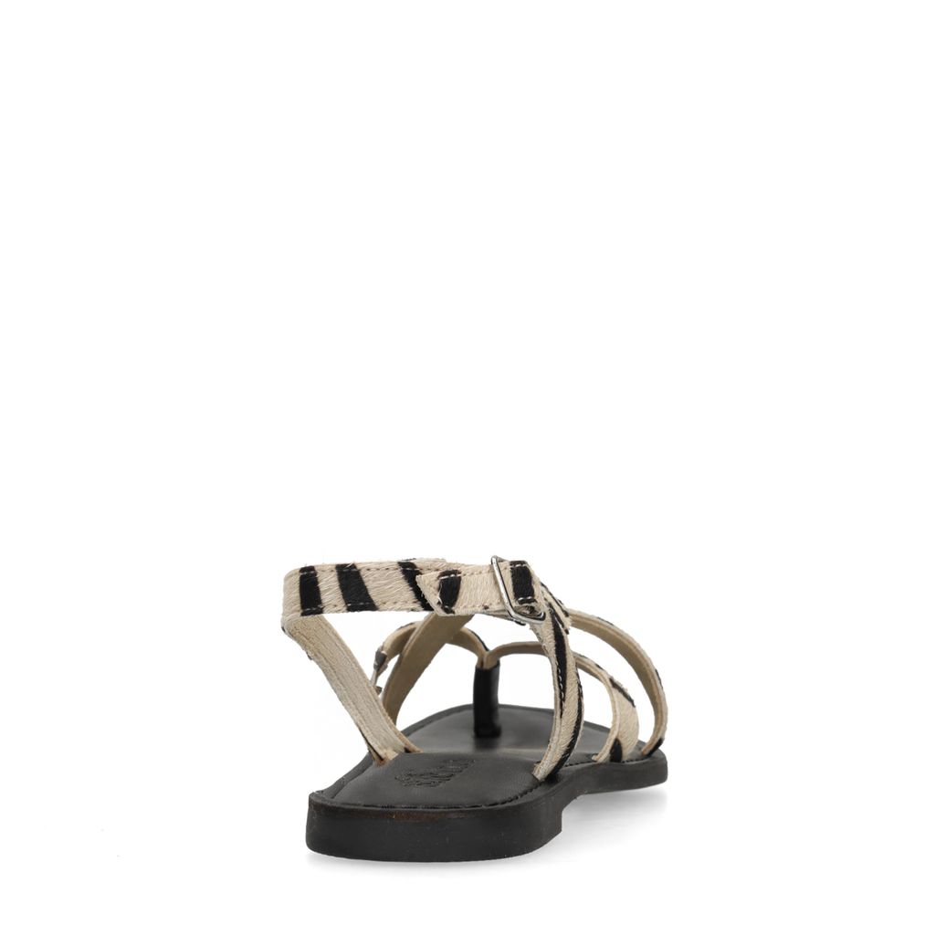 Zwarte leren zebra print sandalen