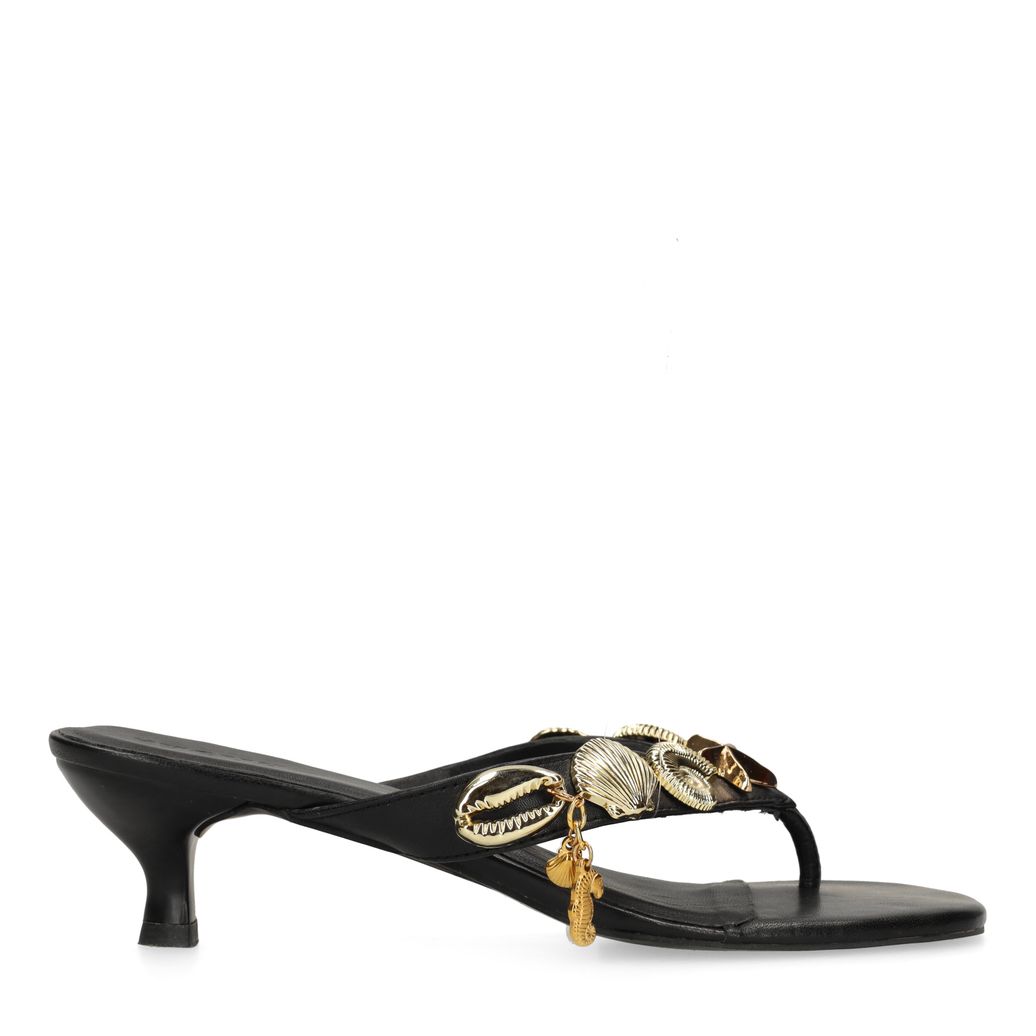Mules à talon en cuir - noir