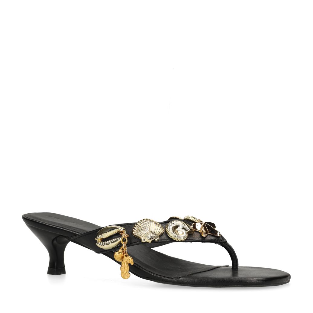Mules à talon en cuir - noir