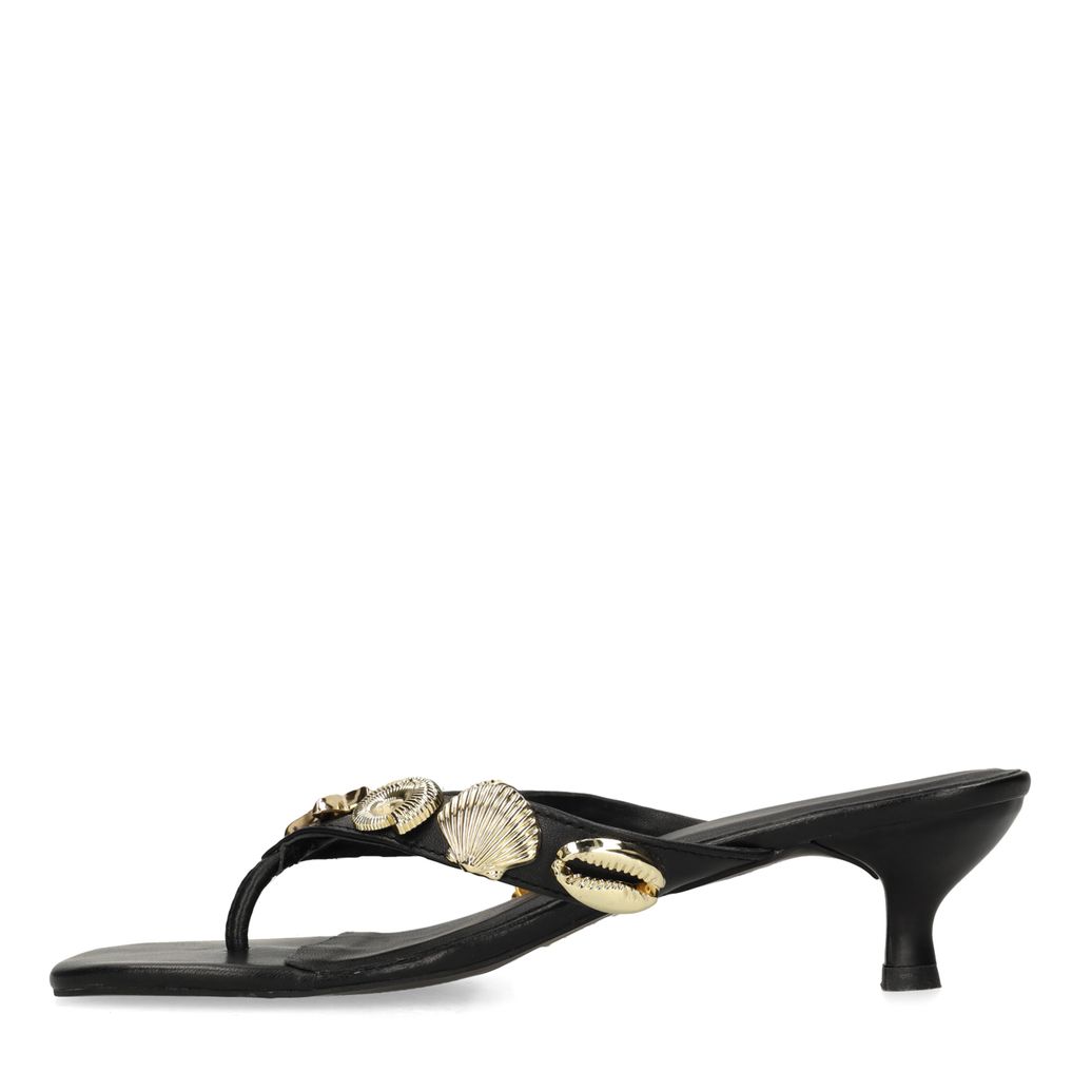 Mules à talon en cuir - noir