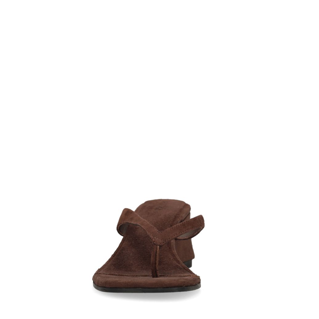 Braune Veloursleder-Mules mit Keilabsatz