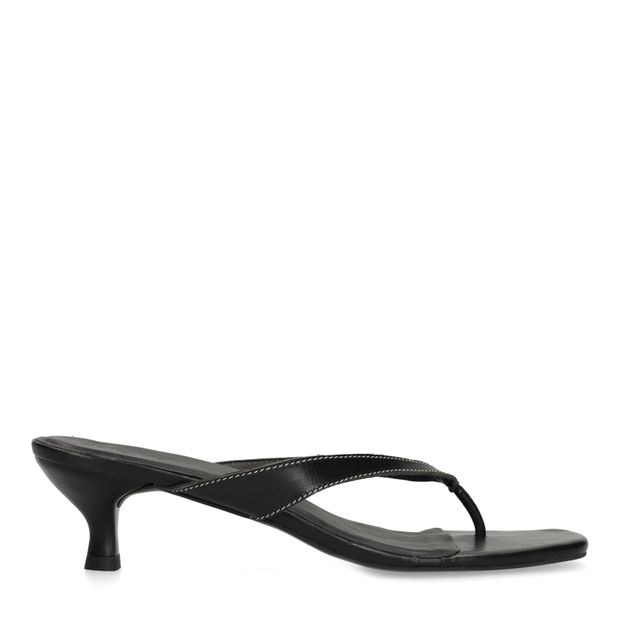 Mules à talon en cuir - noir