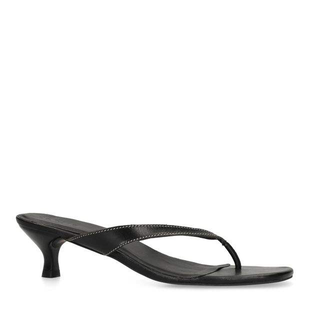 Mules à talon en cuir - noir