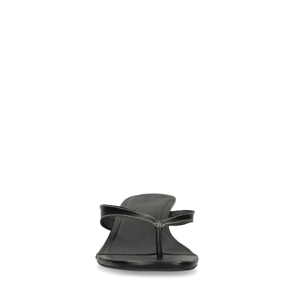 Schwarze Leder-Mules mit Absatz
