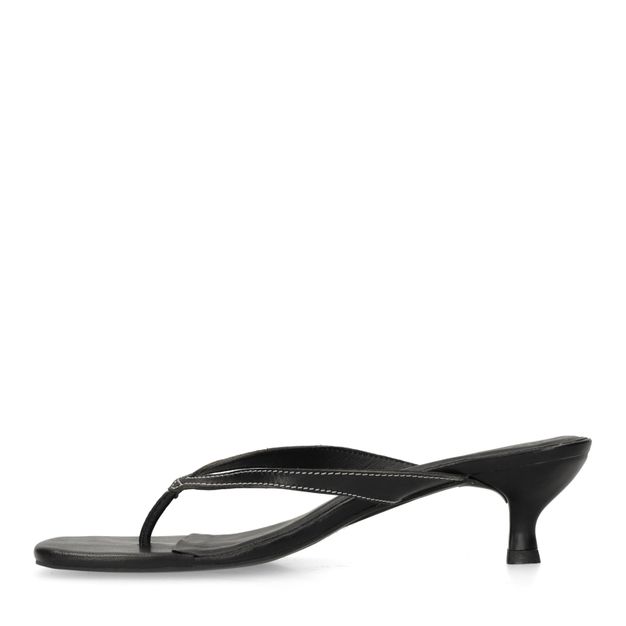 Mules à talon en cuir - noir