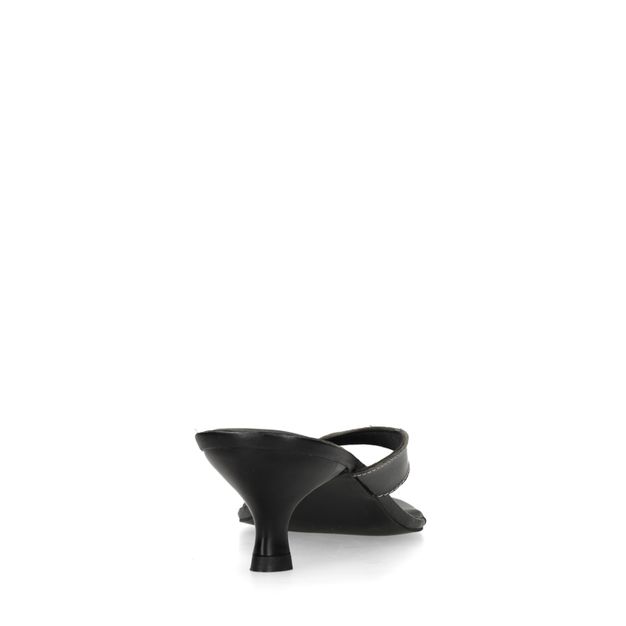 Mules à talon en cuir - noir