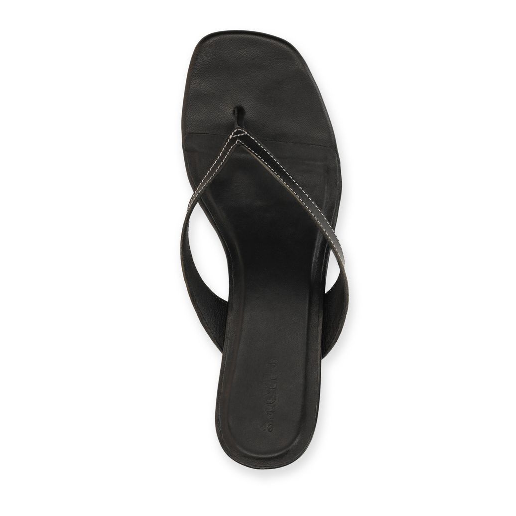 Schwarze Leder-Mules mit Absatz