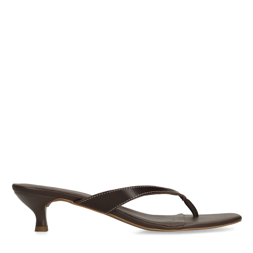 Braune Leder-Mules mit Absatz