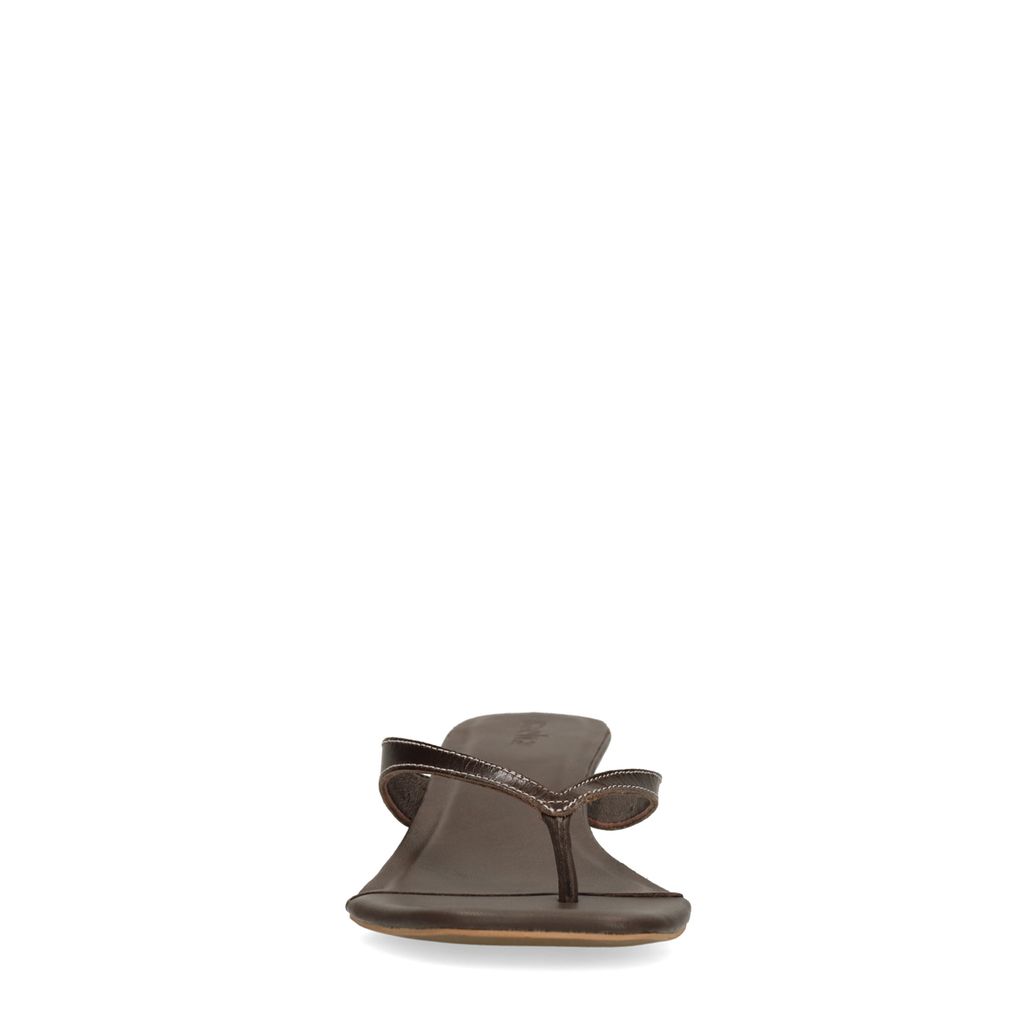 Braune Leder-Mules mit Absatz