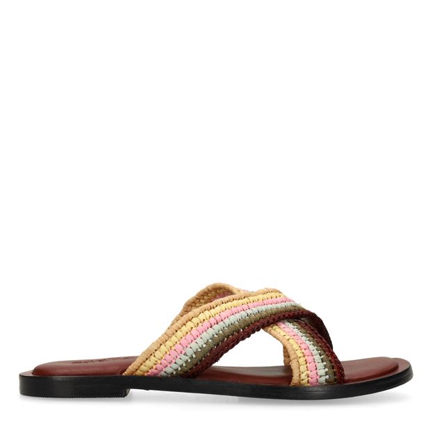 Mehrfarbige Sandalen in Flecht-Optik